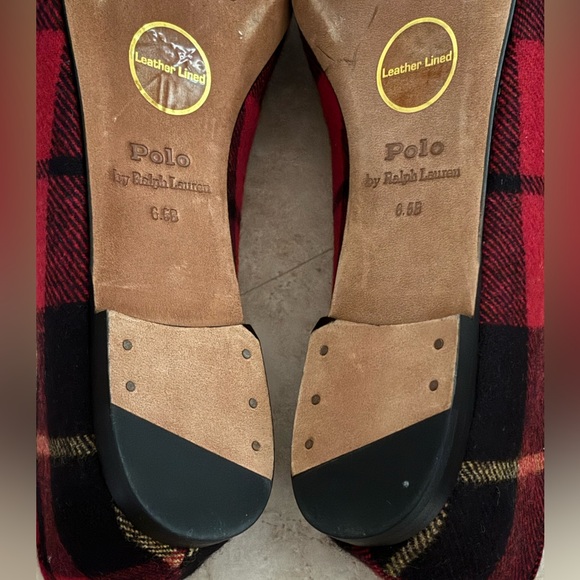 Authentic Polo By Ralph Lauren Tartan Plaid Bow Accented Wool Flats Size 6.5 - Picture 7 of 12